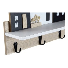 Лавица DKD Home Decor Поставка за палто 39 x 9 x 27 cm Черен Кафяв Бял Дървен MDF
