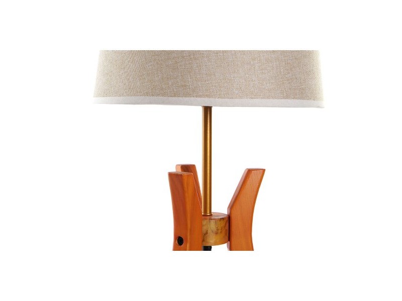 Настолна лампа DKD Home Decor Кафяв Бежов полиестер Дървен 220 V 50 W