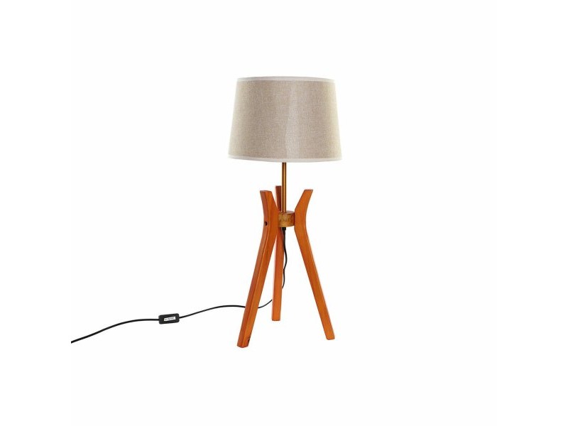 Настолна лампа DKD Home Decor Кафяв Бежов полиестер Дървен 220 V 50 W