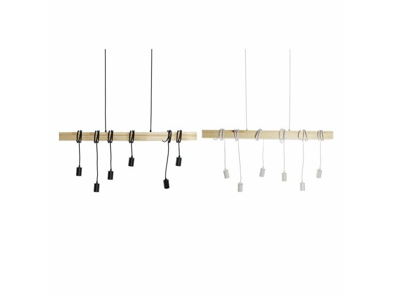 Полилей DKD Home Decor Черен Метал Дървен Бял 220 V 50 W (100 x 7 x 160 cm) (2 pcs) Полилей DKD Home Decor Черен Метал Дървен Бял 220 V 50 W (100 x 7 x 160 cm) (2 pcs)