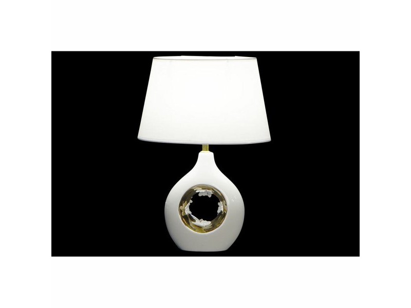 Настолна лампа DKD Home Decor Бял Сребро полиестер Порцелан 220 V Златен 50 W (2 pcs) (31 x 21 x 45 cm)