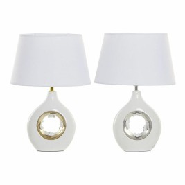 Настолна лампа DKD Home Decor Бял Сребро полиестер Порцелан 220 V Златен 50 W (2 pcs) (31 x 21 x 45 cm)