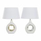 Настолна лампа DKD Home Decor Бял Сребро полиестер Порцелан 220 V Златен 50 W (2 pcs) (31 x 21 x 45 cm)