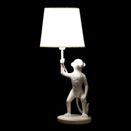 Настолна лампа DKD Home Decor Бял Черен полиестер Метал Смола 25W 220 V Маймуна (2 pcs) (20 x 20 x 45 cm)