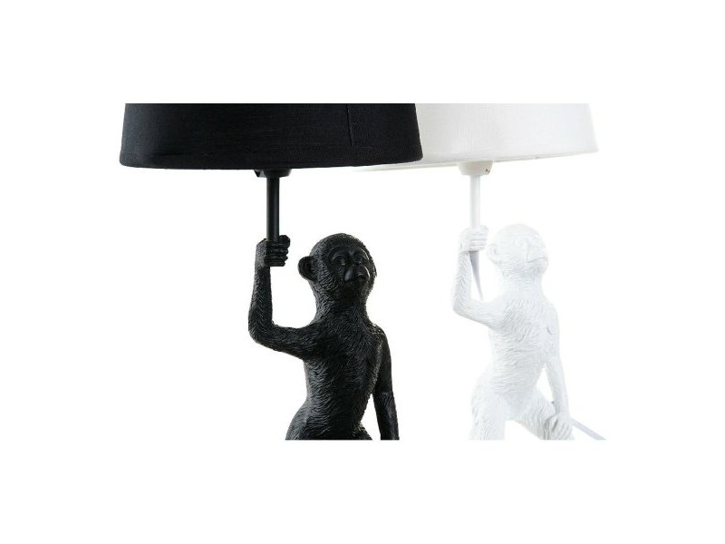 Настолна лампа DKD Home Decor Бял Черен полиестер Метал Смола 25W 220 V Маймуна (2 pcs) (20 x 20 x 45 cm)