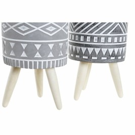 Саксия DKD Home Decor Сив Цимент Бял Бор Boho (14,3 x 14,3 x 26,2 cm) (2 броя)