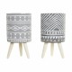 Саксия DKD Home Decor Сив Цимент Бял Бор Boho (14,3 x 14,3 x 26,2 cm) (2 броя)