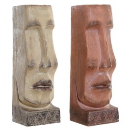 Саксия DKD Home Decor 16 x 17 x 49 cm Лице Бежов теракота Смола (2 броя)