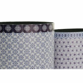 Кошче за боклук DKD Home Decor Син Бял Дървен Пластно Vintage