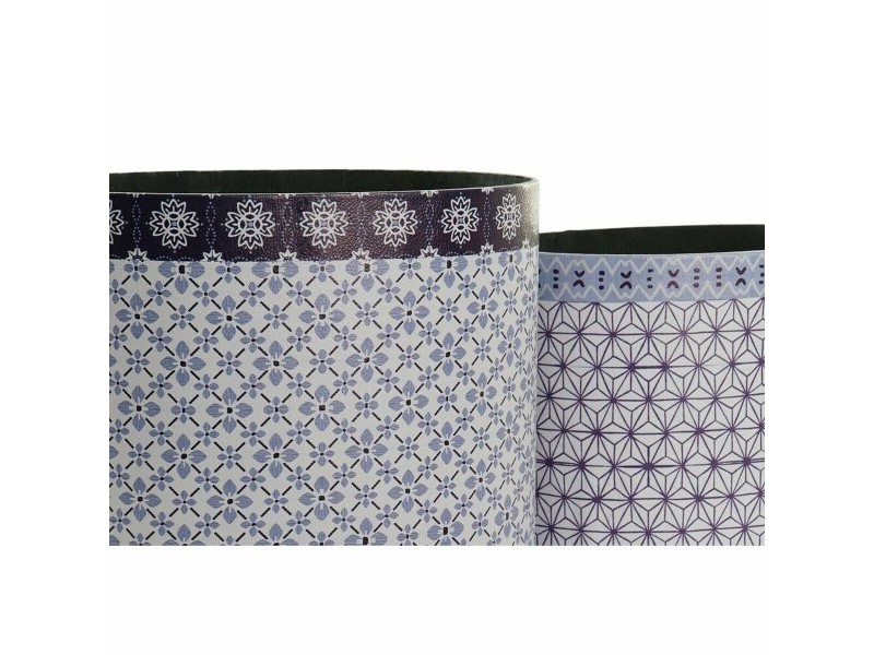 Кошче за боклук DKD Home Decor Син Бял Дървен Пластно Vintage