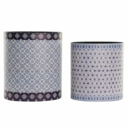 Кошче за боклук DKD Home Decor Син Бял Дървен Пластно Vintage