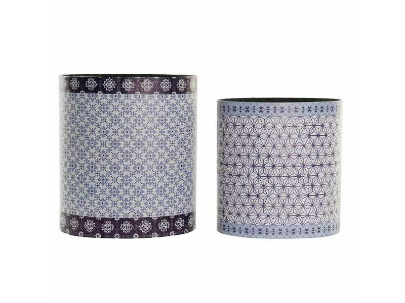 Кошче за боклук DKD Home Decor Син Бял Дървен Пластно Vintage