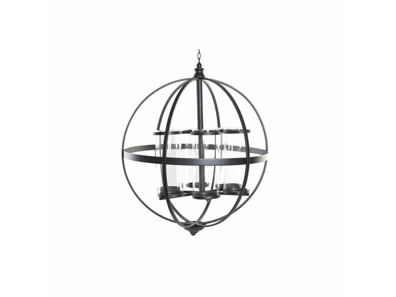 Поставка за свещ DKD Home Decor Черен Метал Кристал 60 x 60 x 73 cm