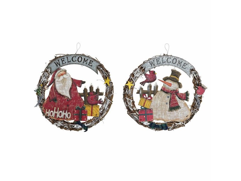 Коледна Украса DKD Home Decor Дървен Въже Дядо Коледа (2 pcs) (31 x 4 x 30 cm)