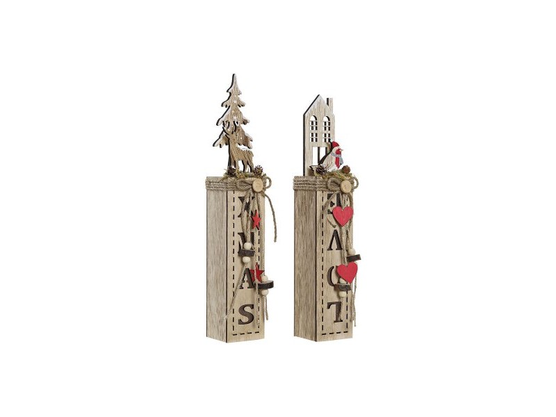 Ярка декорация DKD Home Decor Коледа Естествен (6,5 x 7,5 x 36 cm) (2 броя)