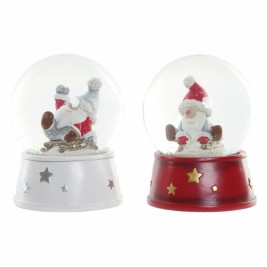 Коледна топка DKD Home Decor Смола Кристал Дядо Коледа (2 pcs) (9.5 x 9.5 x 13.5 cm)