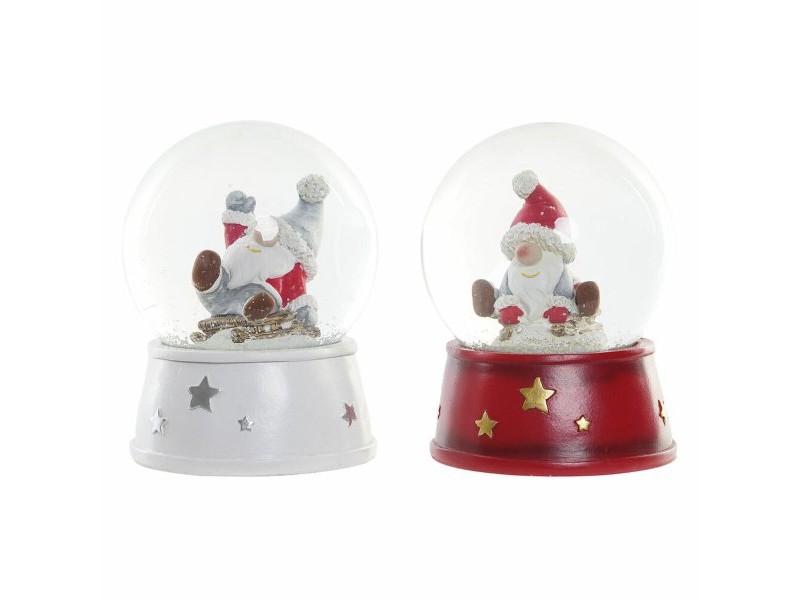 Коледна топка DKD Home Decor Смола Кристал Дядо Коледа (2 pcs) (9.5 x 9.5 x 13.5 cm)