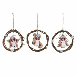 Коледна Украса DKD Home Decor Дървен (3 pcs) (14 x 1 x 18 cm)