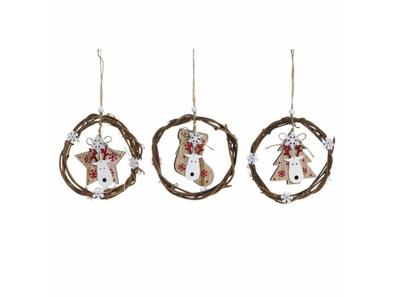 Коледна Украса DKD Home Decor Дървен (3 pcs) (14 x 1 x 18 cm)