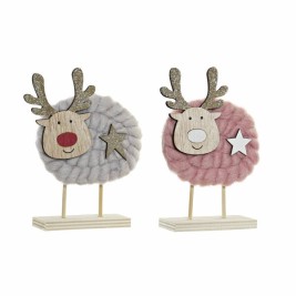 Коледна Украса DKD Home Decor полиестер Дървен (2 pcs) (10 x 4 x 16 cm)
