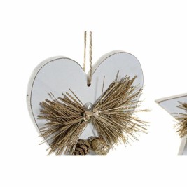 Коледна Украса DKD Home Decor Сърце Дървен Въже (12 x 3 x 12 cm) (3 pcs)