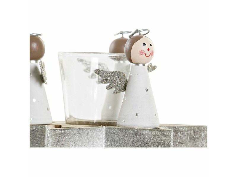 Коледен Свещник DKD Home Decor Кристал Дървен (17 x 17 x 9 cm)