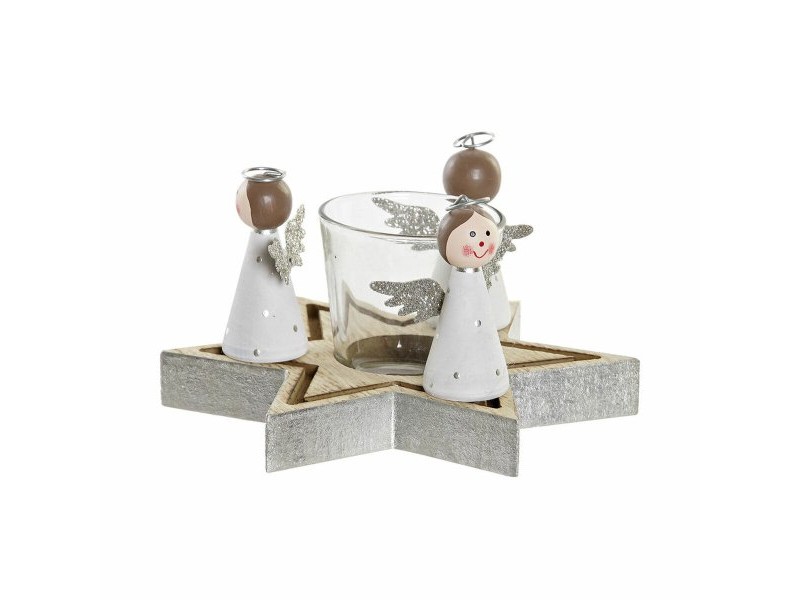 Коледен Свещник DKD Home Decor Кристал Дървен (17 x 17 x 9 cm)