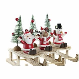 Коледна Украса DKD Home Decor Дървен Дядо Коледа (14 x 6 x 13 cm) (3 pcs)