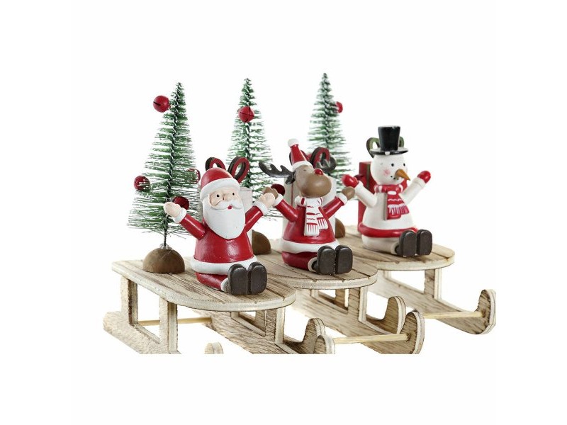 Коледна Украса DKD Home Decor Дървен Дядо Коледа (14 x 6 x 13 cm) (3 pcs)