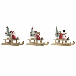 Коледна Украса DKD Home Decor Дървен Дядо Коледа (14 x 6 x 13 cm) (3 pcs)