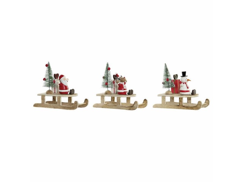 Коледна Украса DKD Home Decor Дървен Дядо Коледа (14 x 6 x 13 cm) (3 pcs)