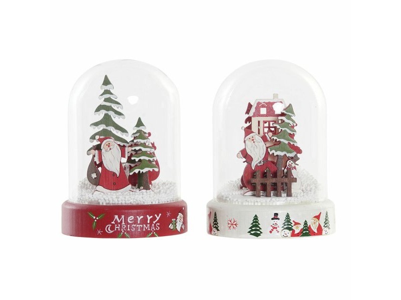 Коледна Украса DKD Home Decor Смола Кристал Дядо Коледа (2 pcs) (9 x 9 x 11 cm)