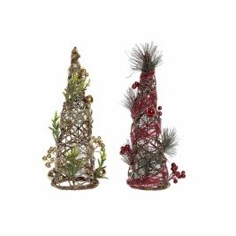 Коледно дърво DKD Home Decor Червен Зелен Златен 16 x 16 x 41 cm Пластмаса (2 броя)