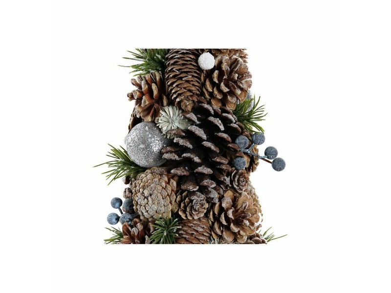 Коледно дърво DKD Home Decor Бял Сребрист Естествен PVC Ананаси Снежен 19 x 19 x 38 cm