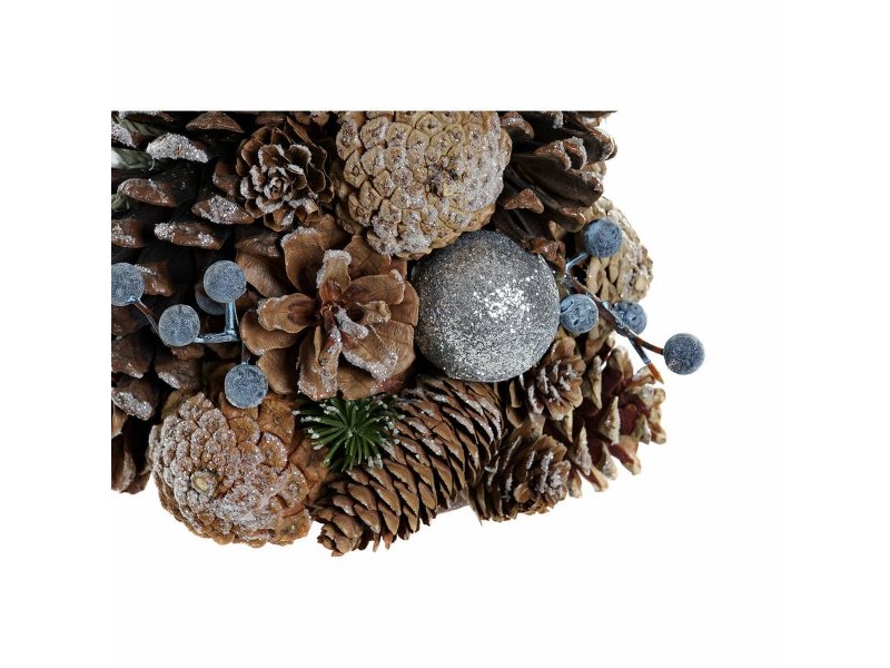 Коледно дърво DKD Home Decor Бял Сребрист Естествен PVC Ананаси Снежен 19 x 19 x 38 cm