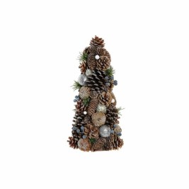 Коледно дърво DKD Home Decor Бял Сребрист Естествен PVC Ананаси Снежен 19 x 19 x 38 cm