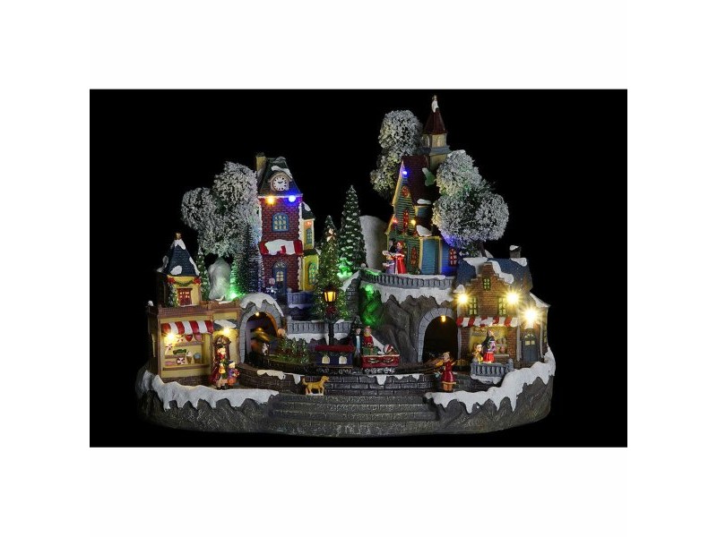 Коледна Украса DKD Home Decor Град LED Светлина Смола PVC (47 x 36 x 34 cm)