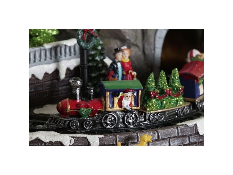 Коледна Украса DKD Home Decor Град LED Светлина Смола PVC (47 x 36 x 34 cm)