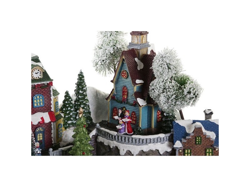 Коледна Украса DKD Home Decor Град LED Светлина Смола PVC (47 x 36 x 34 cm)