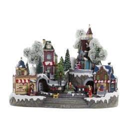 Коледна Украса DKD Home Decor Град LED Светлина Смола PVC (47 x 36 x 34 cm)