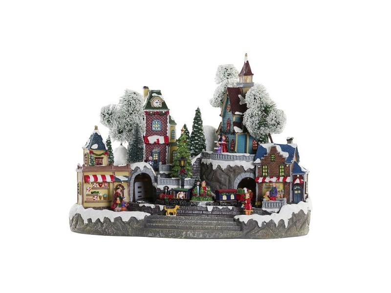 Коледна Украса DKD Home Decor Град LED Светлина Смола PVC (47 x 36 x 34 cm)