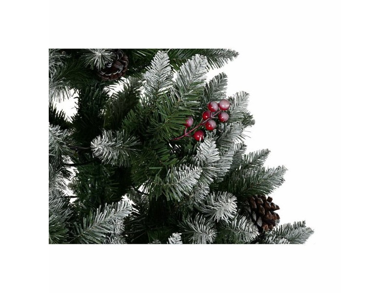 Коледно дърво DKD Home Decor Бял Червен Зелен PVC Ананаси Снежен 125 x 125 x 210 cm