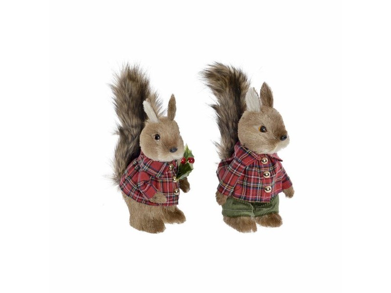 Коледна Украса DKD Home Decor полиестер Катерица (2 pcs) (12 x 15 x 25 cm)