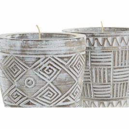 Свещ DKD Home Decor Дървен Восък (2 броя)
