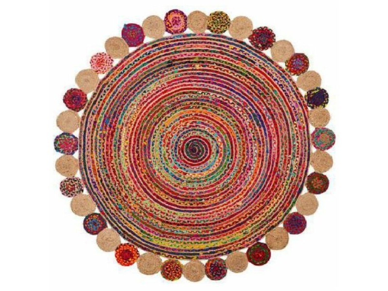 Килим DKD Home Decor Памук Многоцветен Юта (160 x 160 x 1 cm) Килим DKD Home Decor Памук Многоцветен Юта (160 x 160 x 1 cm)