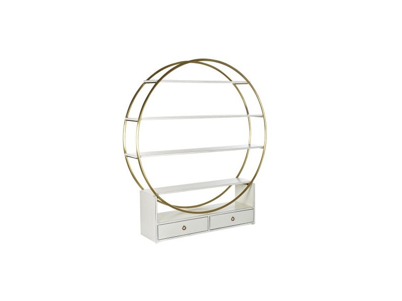 Лавица DKD Home Decor 160 x 35 x 180 cm Златен Метал Бял Топола