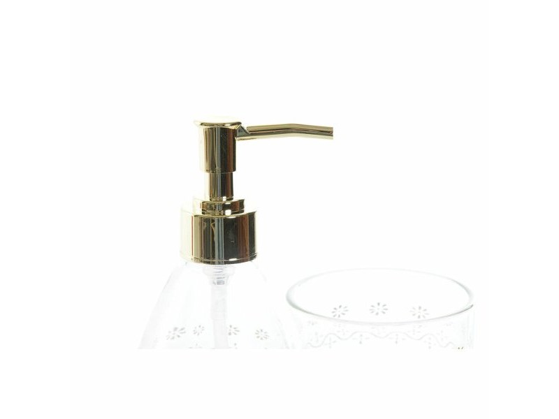 Комплект за Баня DKD Home Decor Златен Кристал ABS Пластмаса Лист на растение 9 x 9 x 18 cm