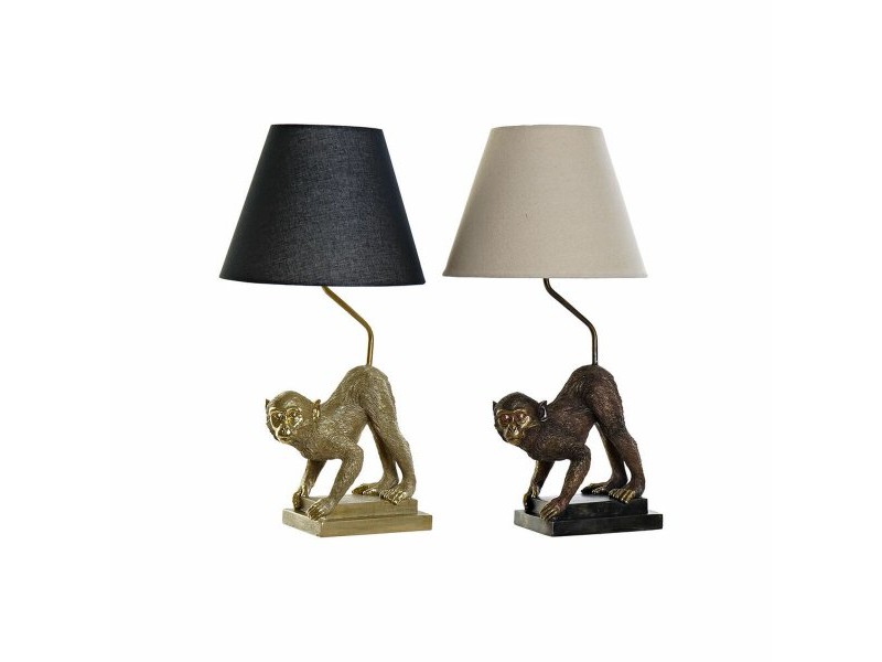 Настолна лампа DKD Home Decor 32,5 x 30 x 60 cm Черен Бежов Златен Метал Смола 220 V 50 W (2 броя)