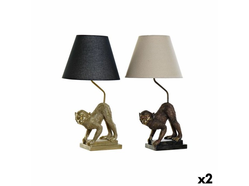 Настолна лампа DKD Home Decor 32,5 x 30 x 60 cm Черен Бежов Златен Метал Смола 220 V 50 W (2 броя)