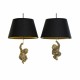 Полилей DKD Home Decor 35,5 x 35,5 x 51 cm Златен Смола Колониален 220 V 50 W Маймуна (2 броя)